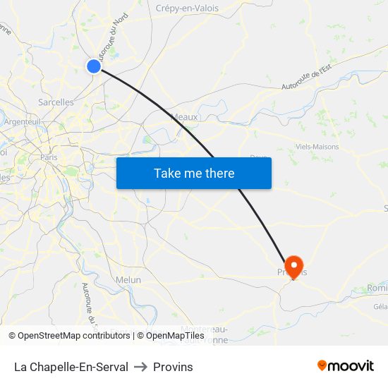 La Chapelle-En-Serval to Provins map
