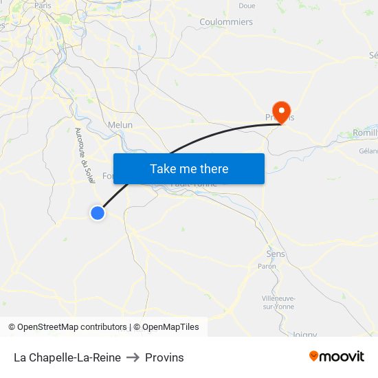 La Chapelle-La-Reine to Provins map