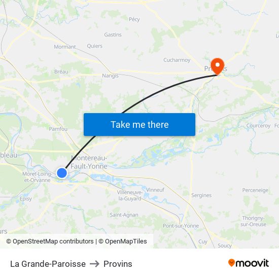 La Grande-Paroisse to Provins map
