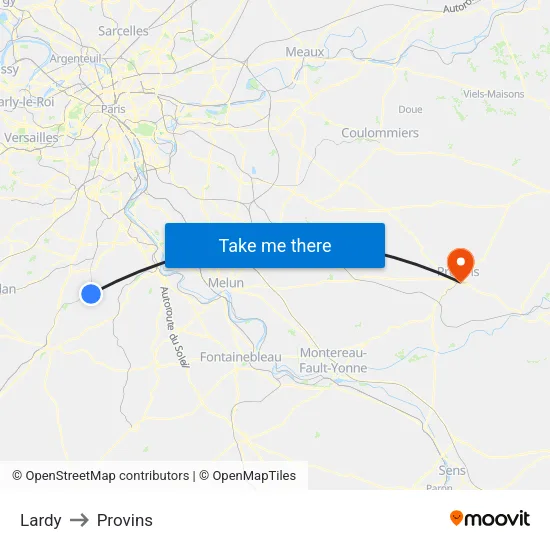 Lardy to Provins map