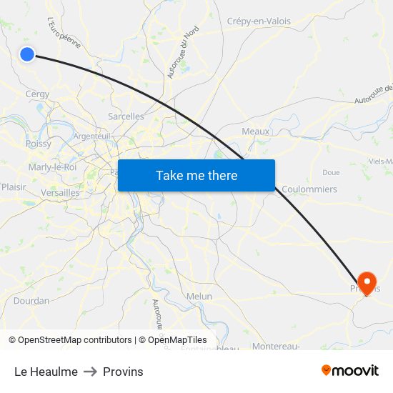 Le Heaulme to Provins map