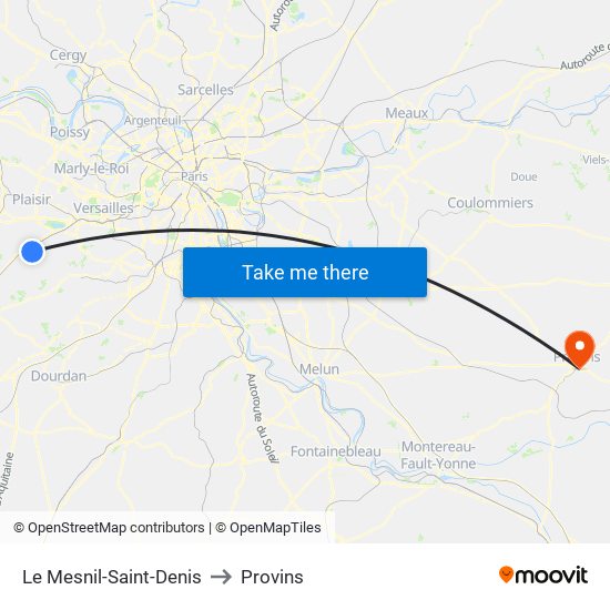 Le Mesnil-Saint-Denis to Provins map