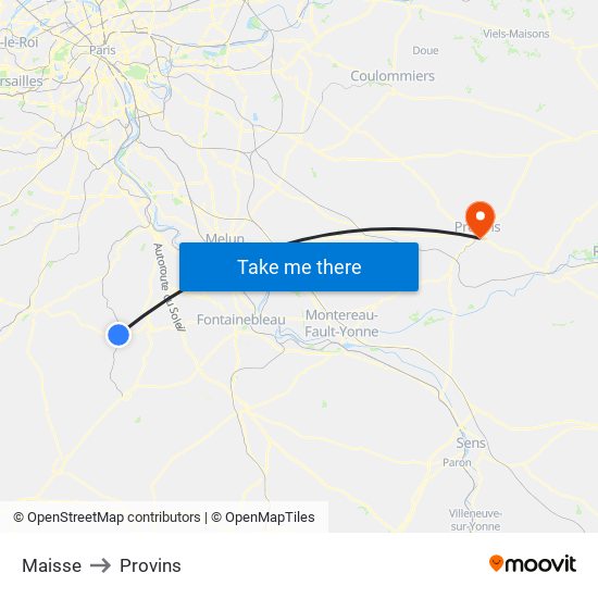 Maisse to Provins map