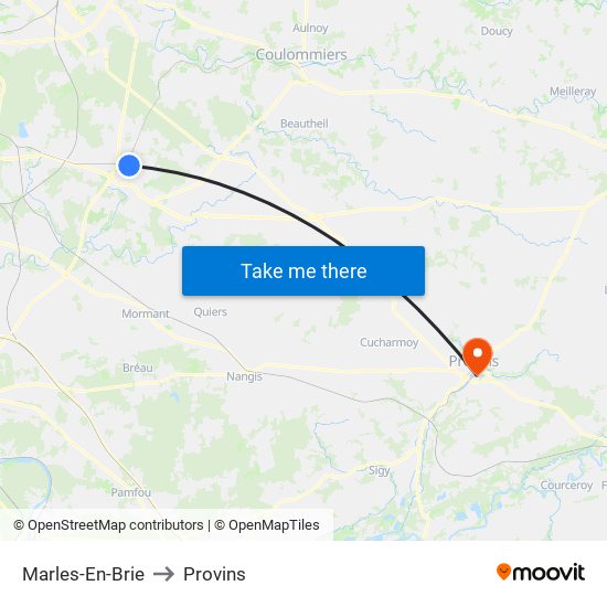 Marles-En-Brie to Provins map