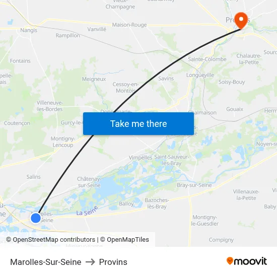 Marolles-Sur-Seine to Provins map