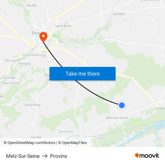 Melz-Sur-Seine to Provins map