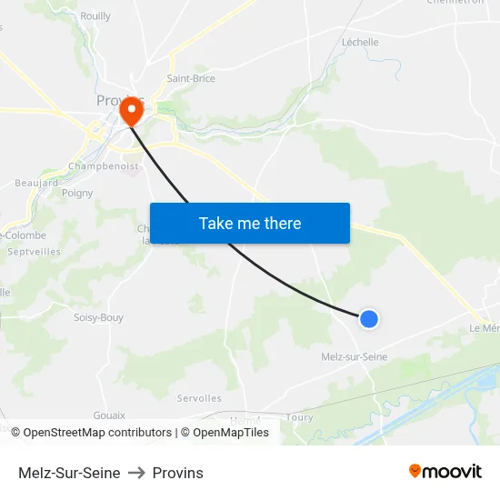 Melz-Sur-Seine to Provins map