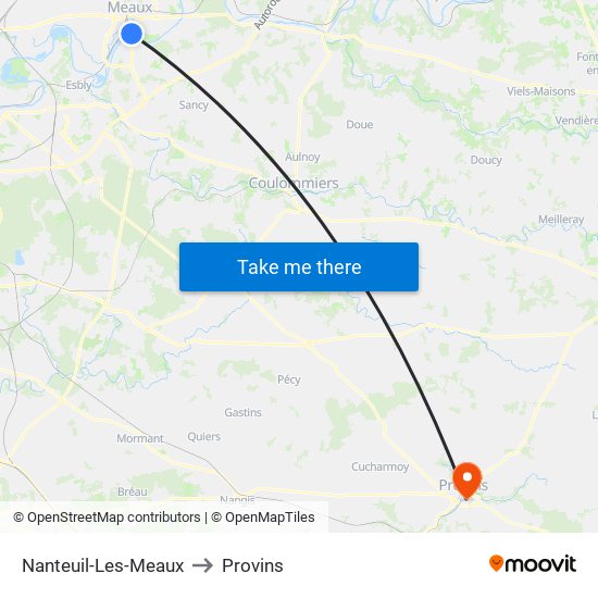 Nanteuil-Les-Meaux to Provins map