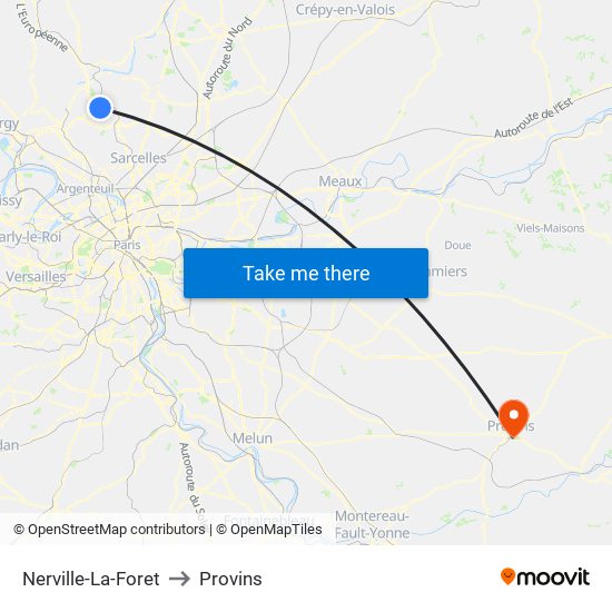 Nerville-La-Foret to Provins map