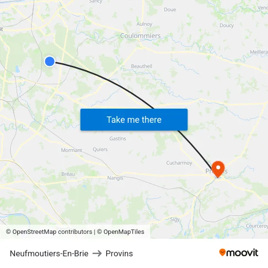 Neufmoutiers-En-Brie to Provins map