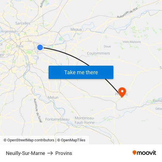 Neuilly-Sur-Marne to Provins map