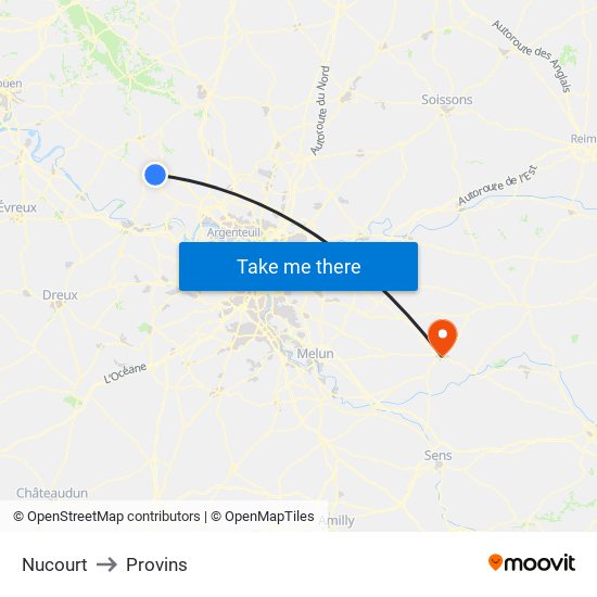 Nucourt to Provins map