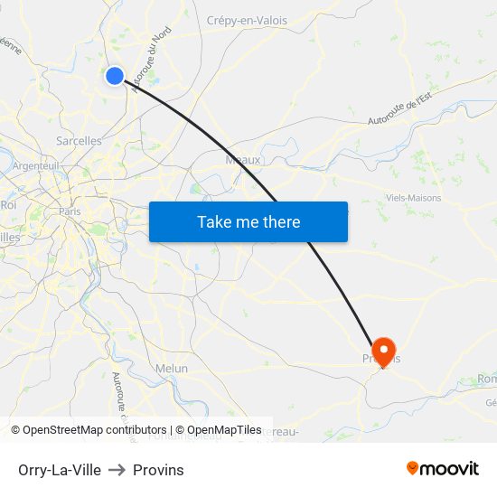 Orry-La-Ville to Provins map