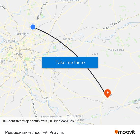 Puiseux-En-France to Provins map