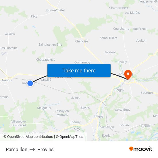 Rampillon to Provins map