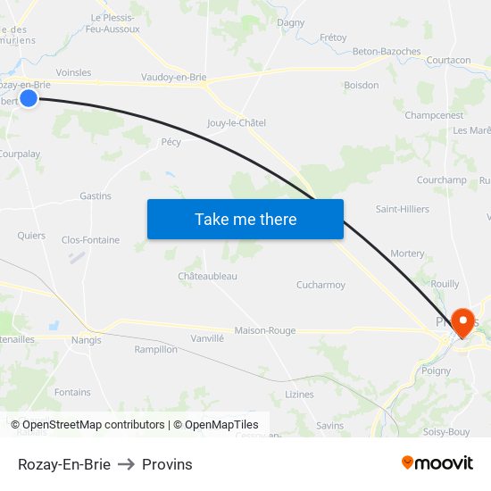 Rozay-En-Brie to Provins map