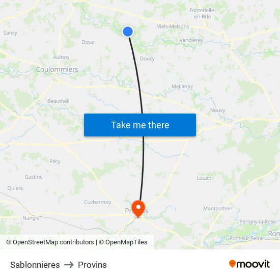 Sablonnieres to Provins map