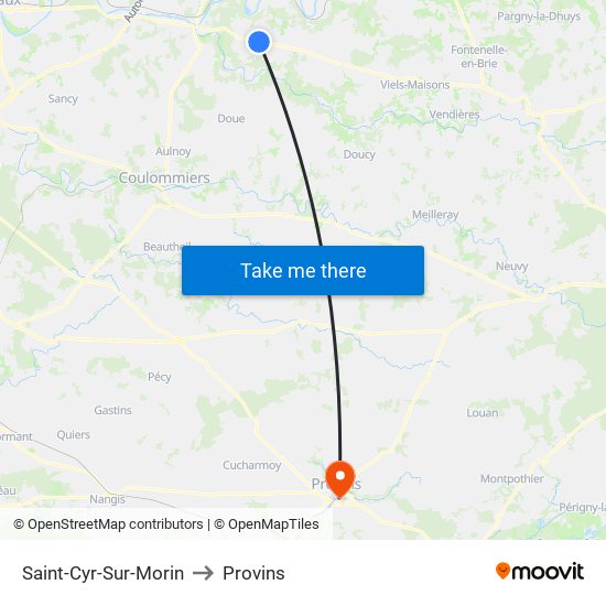 Saint-Cyr-Sur-Morin to Provins map