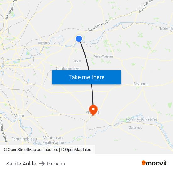 Sainte-Aulde to Provins map