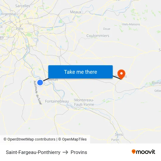 Saint-Fargeau-Ponthierry to Provins map