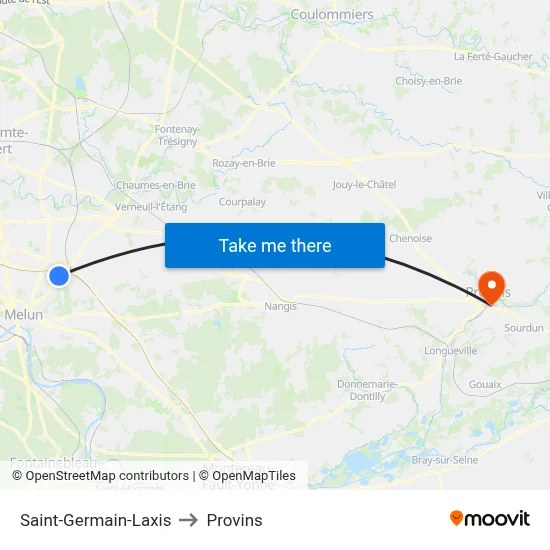 Saint-Germain-Laxis to Provins map