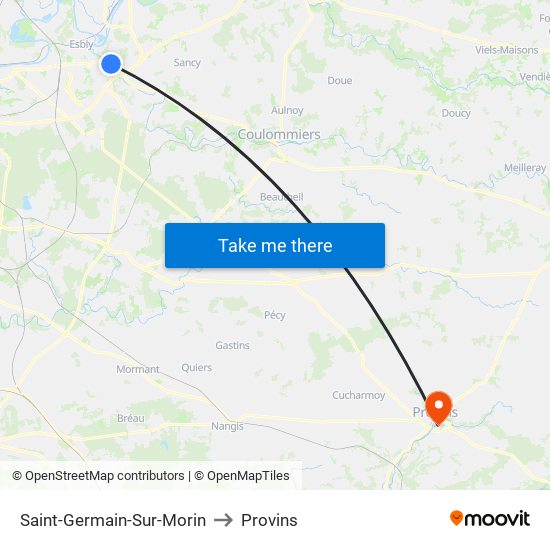 Saint-Germain-Sur-Morin to Provins map