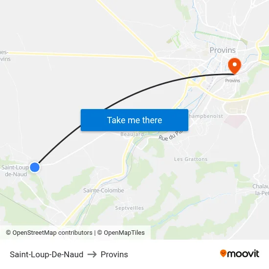 Saint-Loup-De-Naud to Provins map