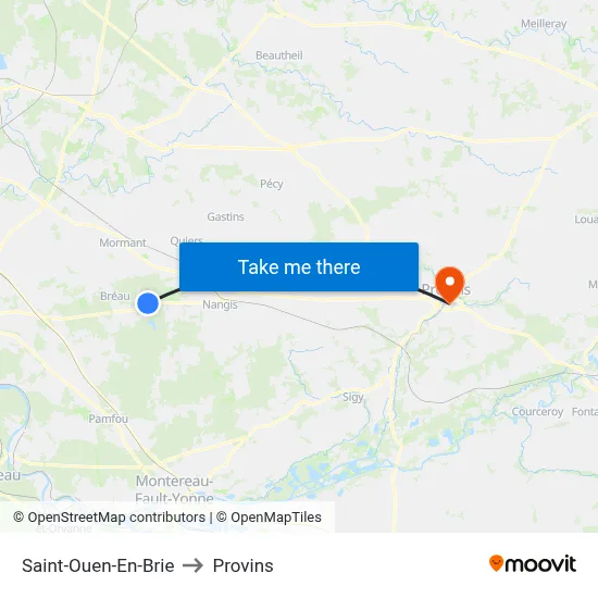 Saint-Ouen-En-Brie to Provins map