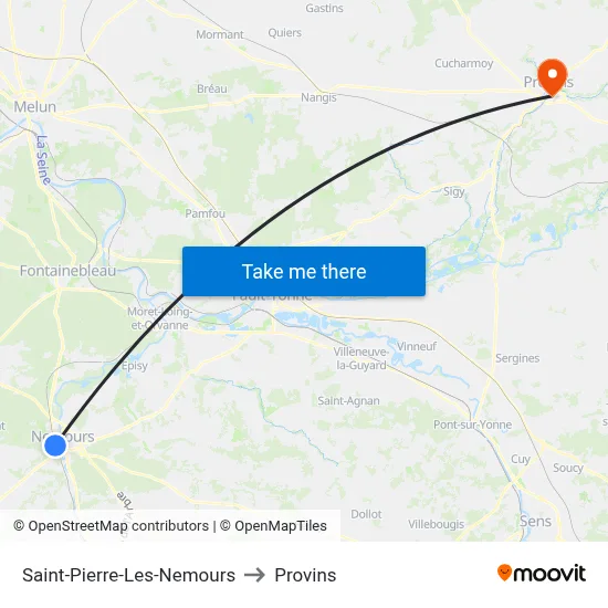 Saint-Pierre-Les-Nemours to Provins map