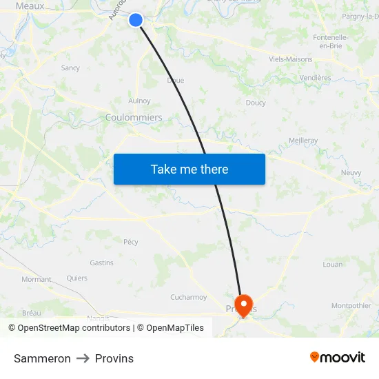 Sammeron to Provins map