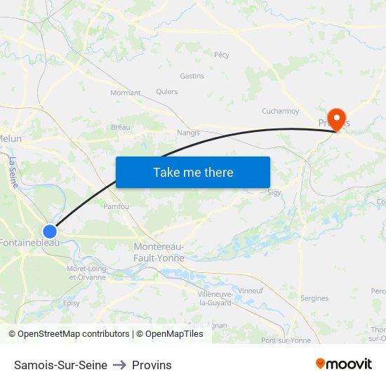 Samois-Sur-Seine to Provins map