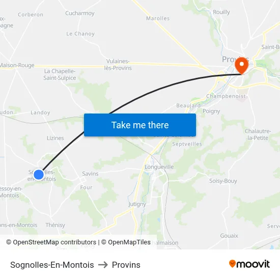 Sognolles-En-Montois to Provins map