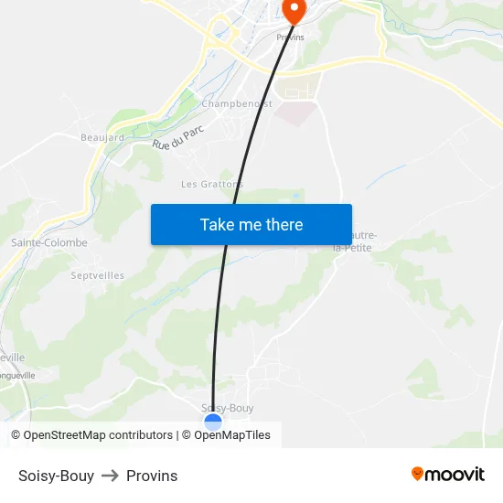 Soisy-Bouy to Provins map