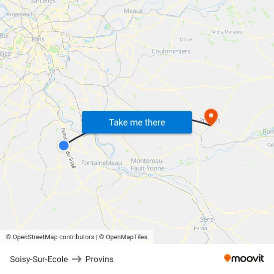 Soisy-Sur-Ecole to Provins map