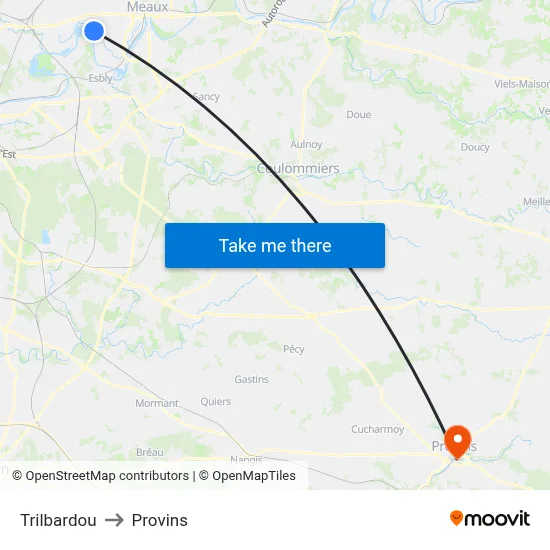 Trilbardou to Provins map
