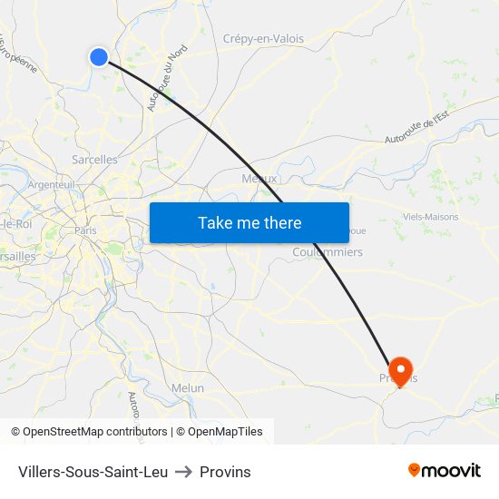 Villers-Sous-Saint-Leu to Provins map