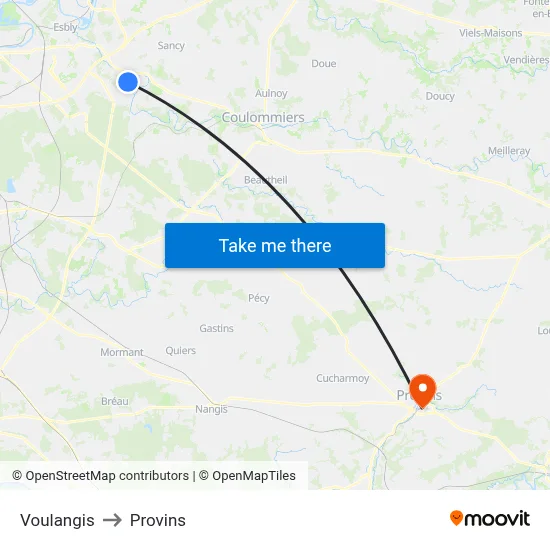Voulangis to Provins map