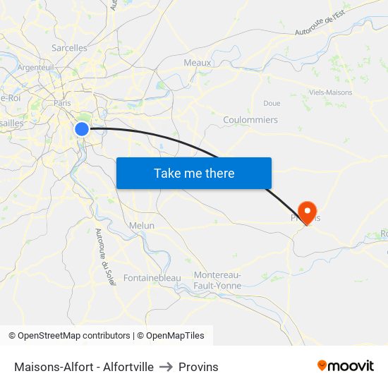 Maisons-Alfort - Alfortville to Provins map