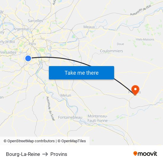 Bourg-La-Reine to Provins map