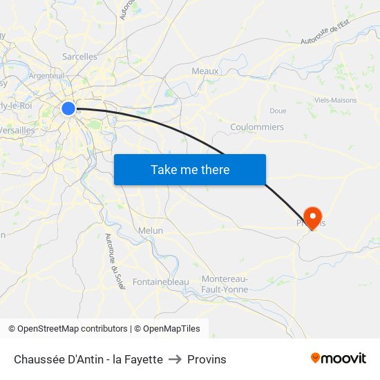 Chaussée D'Antin - la Fayette to Provins map