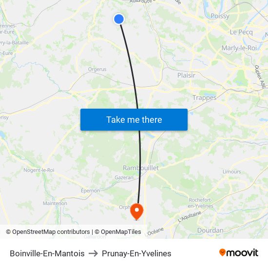 Boinville-En-Mantois to Prunay-En-Yvelines map