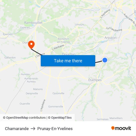 Chamarande to Prunay-En-Yvelines map
