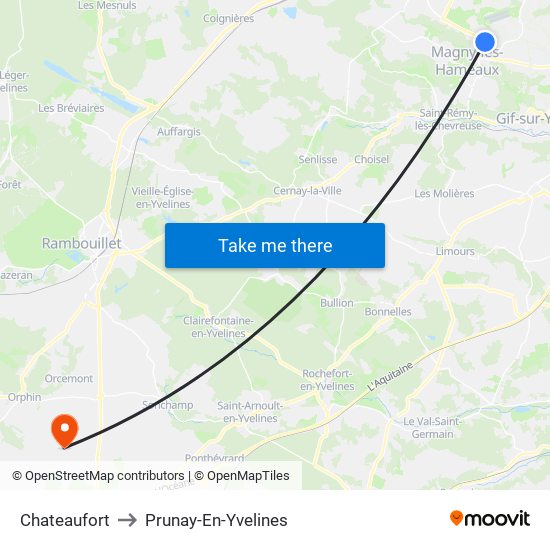 Chateaufort to Prunay-En-Yvelines map