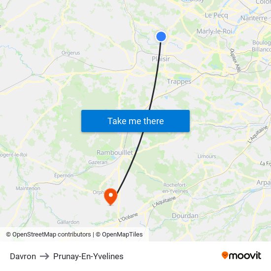 Davron to Prunay-En-Yvelines map
