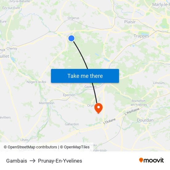 Gambais to Prunay-En-Yvelines map