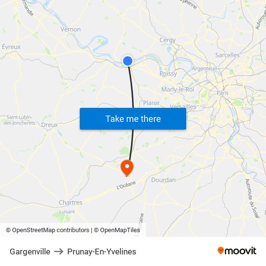 Gargenville to Prunay-En-Yvelines map