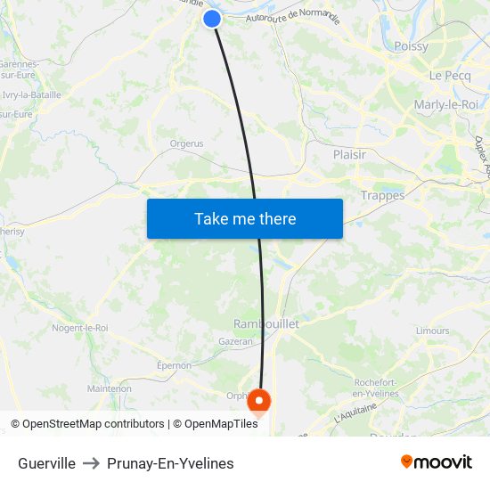 Guerville to Prunay-En-Yvelines map