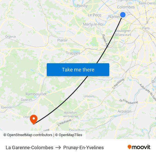 La Garenne-Colombes to Prunay-En-Yvelines map