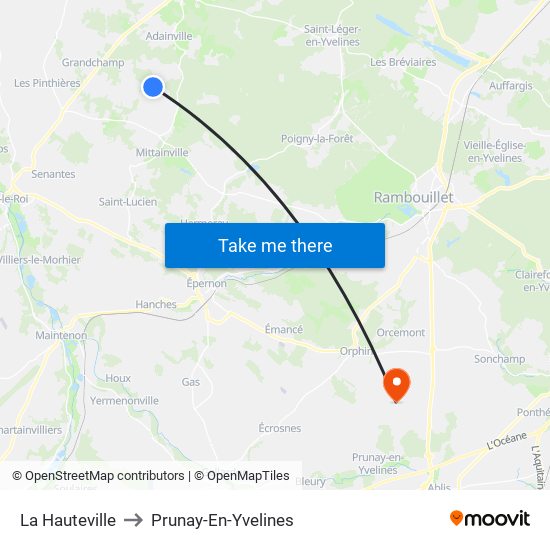 La Hauteville to Prunay-En-Yvelines map