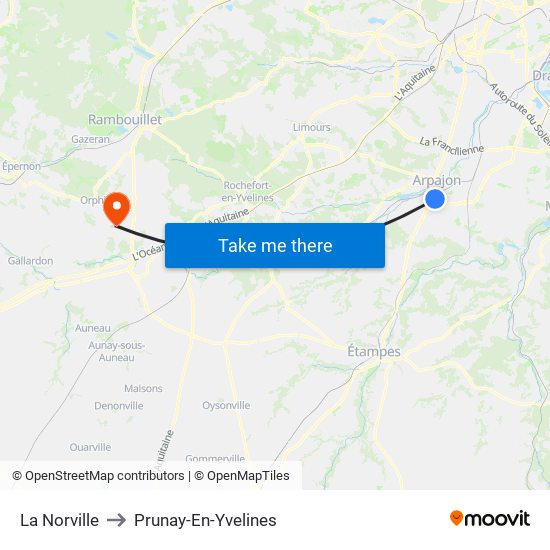 La Norville to Prunay-En-Yvelines map